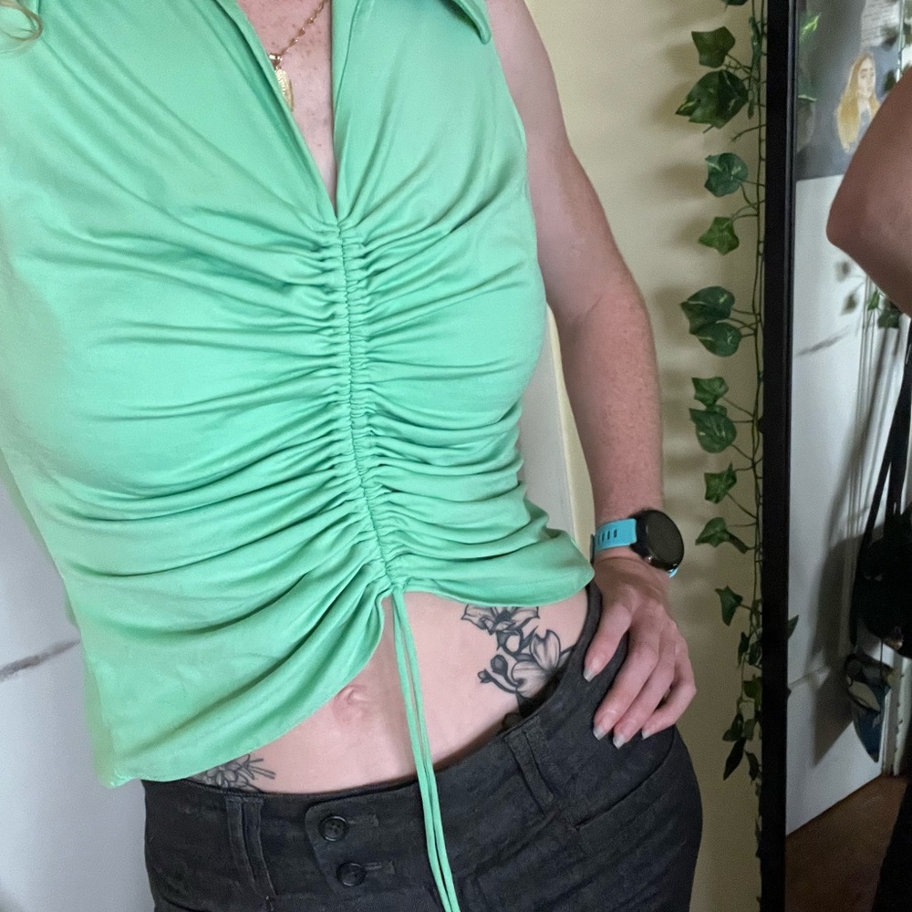 Ice Lime Green Ruched Tank Top